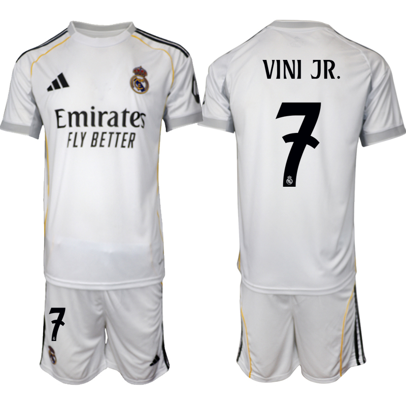 Men 2025-2026 Club Real Madrid home White #7 Vini jr Soccer Jersey->real madrid jersey->Soccer Club Jersey